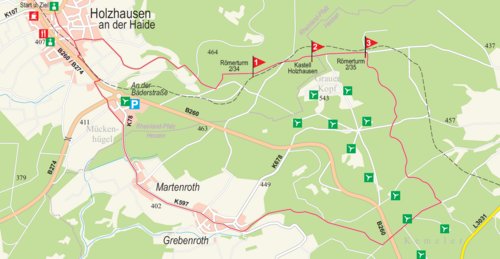 Circular Hiking Trail Limes Fort Holzhausen - Tour D - Map