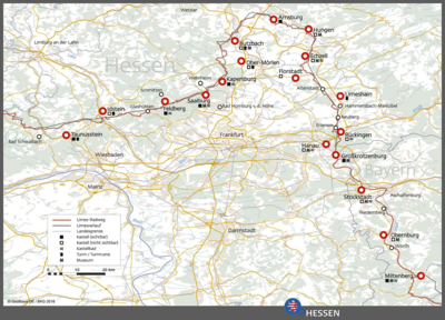 [Translate to English:] Karte - Deutsche Limes-Radweg in Hessen